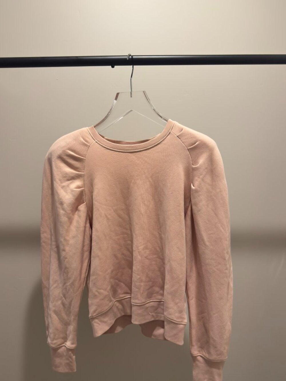 Joie Blush Pink Puff Sleeve Crewneck Sweatshirt Size M